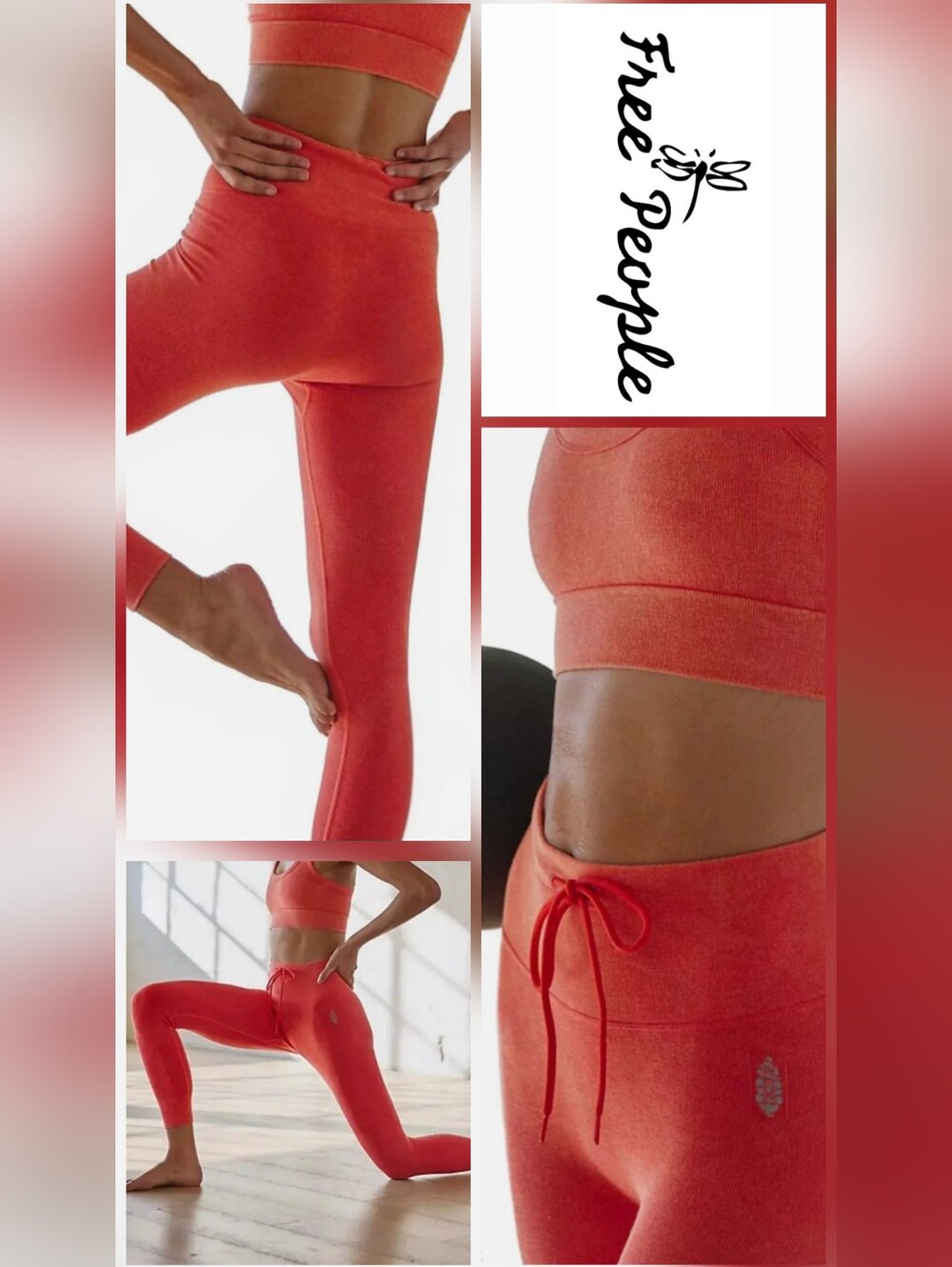 Free People Movement Go To Seamless High-Rise Leggings in Coral